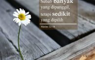Hari Biasa, Minggu Biasa XX. “Sebab banyak yang dipanggil, tetapi sedikit yang dipilih.”