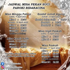 Jadwal misa pekan suci 2022